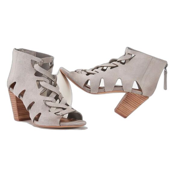 Zodiac Sandals Women's Size 8 Grey Suede Cut-Outs Back-Zip Block Heel NWOT - Picture 3 of 13